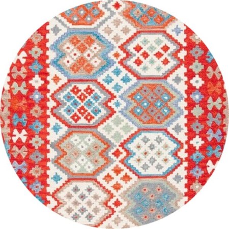 Safavieh 7 x 7 ft. Aspen Southwestern Hand Tufted Round Rug; Red & Ivory APN413Q-7R